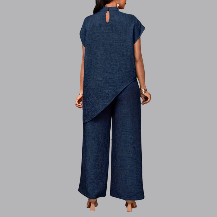 Women’s Co Ord Set Asymmetrical Top &amp; Wide Leg Pants