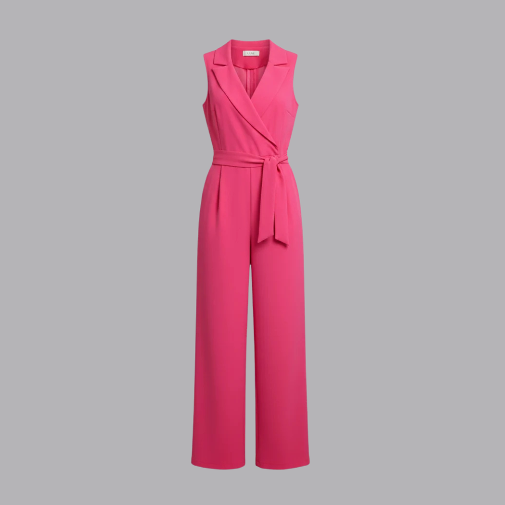 Women’s Elegant Sleeveless Wide Leg Jumpsuit Belted Waist