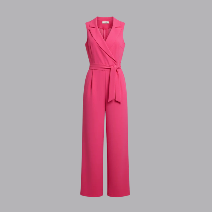 Women’s Elegant Sleeveless Wide Leg Jumpsuit Belted Waist