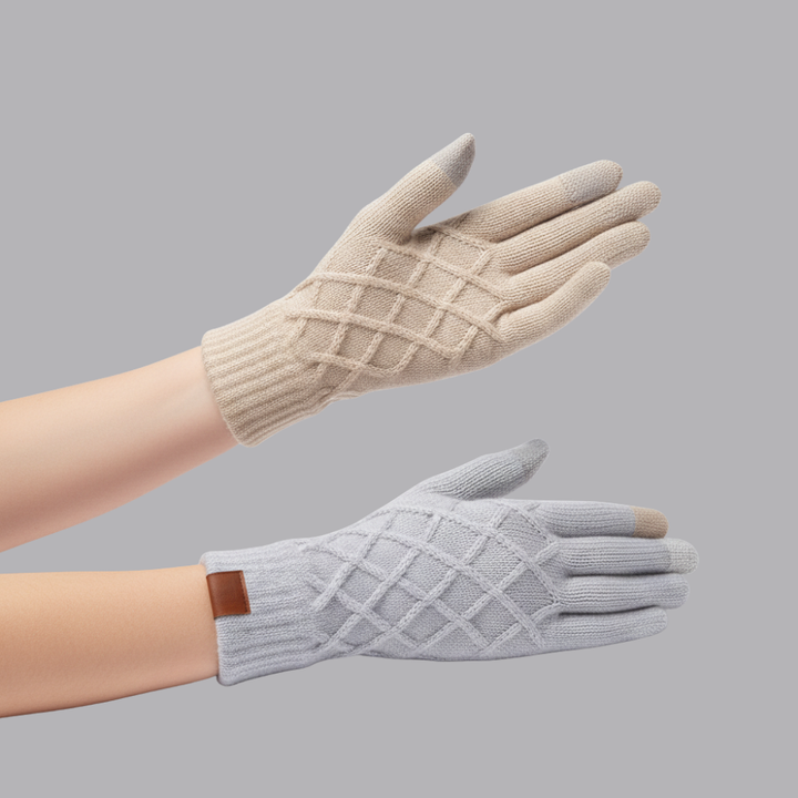 Women’s Thermal Winter Gloves Textured Knit Diamond Pattern