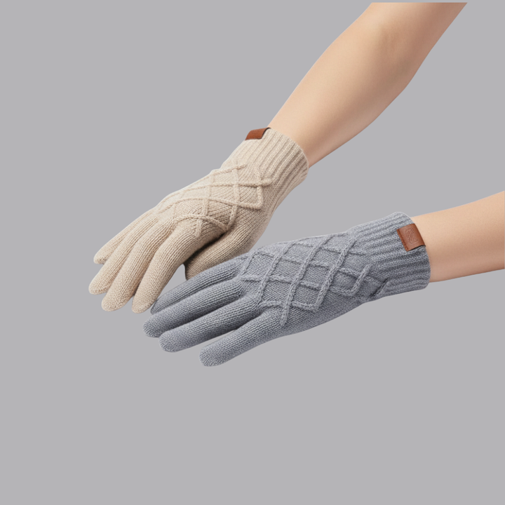 Women’s Thermal Winter Gloves Textured Knit Diamond Pattern