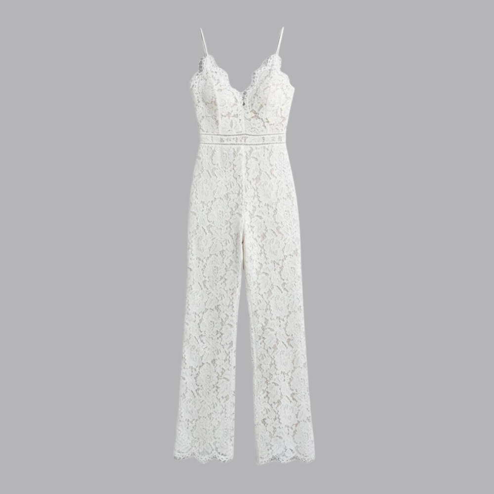 Women’s Lace Jumpsuit Sleeveless V Neck Wide Leg Evening Outfit