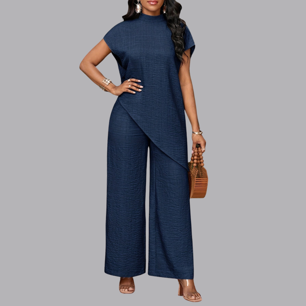 Women’s Co Ord Set Asymmetrical Top &amp; Wide Leg Pants