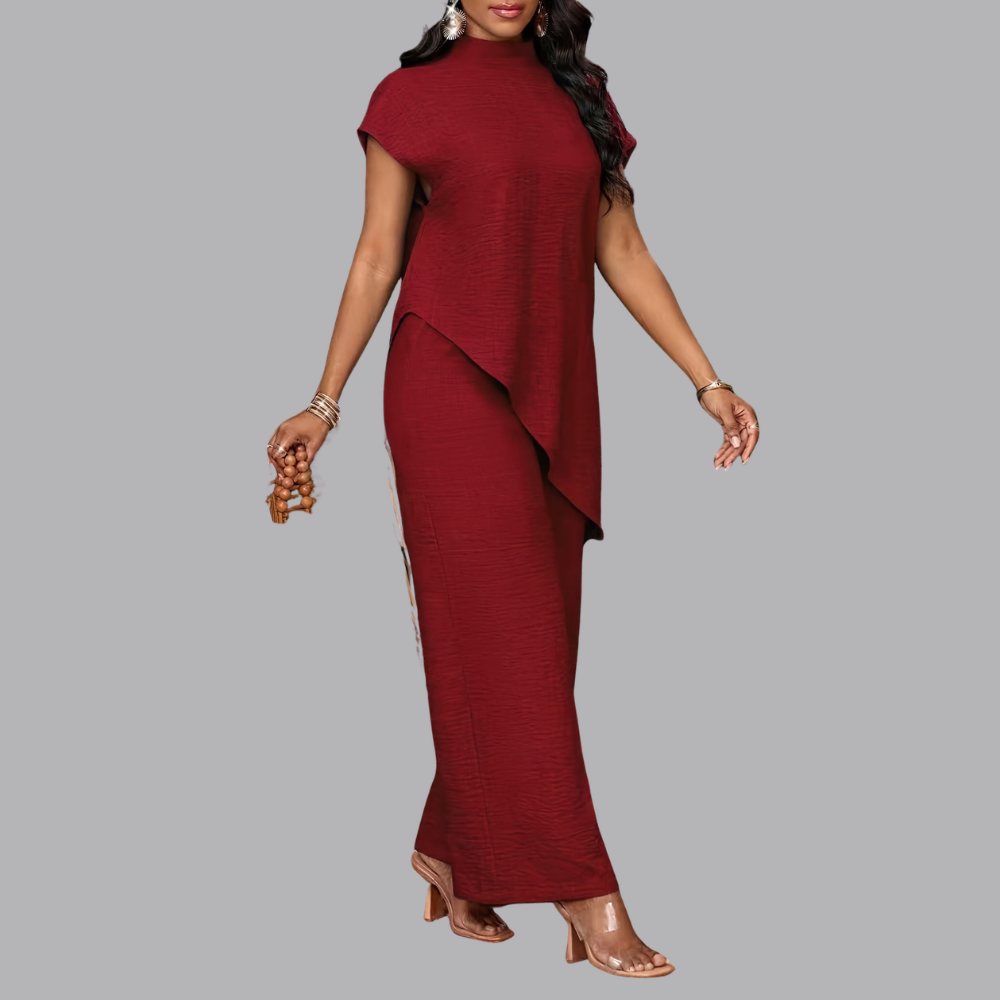 Women’s Co Ord Set Asymmetrical Top &amp; Wide Leg Pants