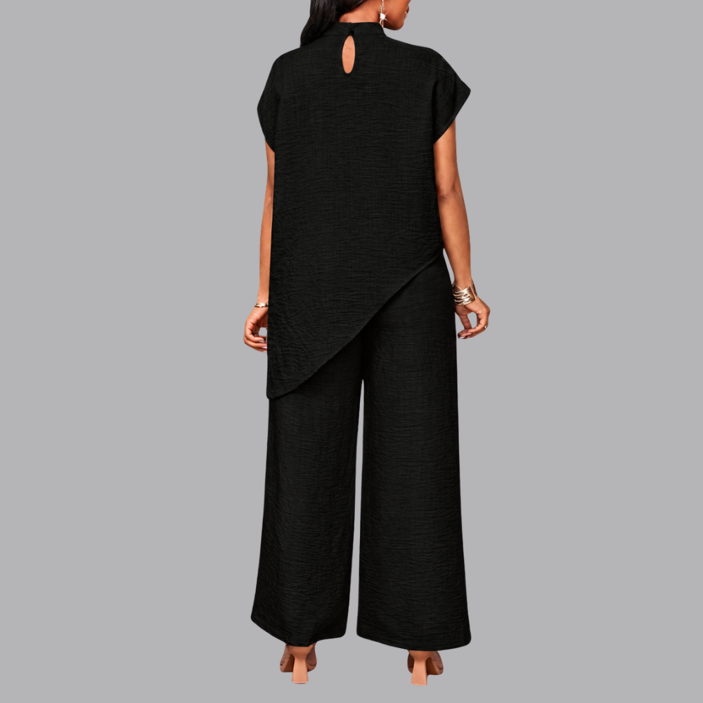 Women’s Co Ord Set Asymmetrical Top &amp; Wide Leg Pants
