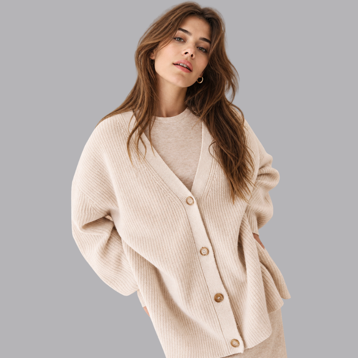 Women’s Ribbed Knit Button Front Cardigan Oversized V Neck