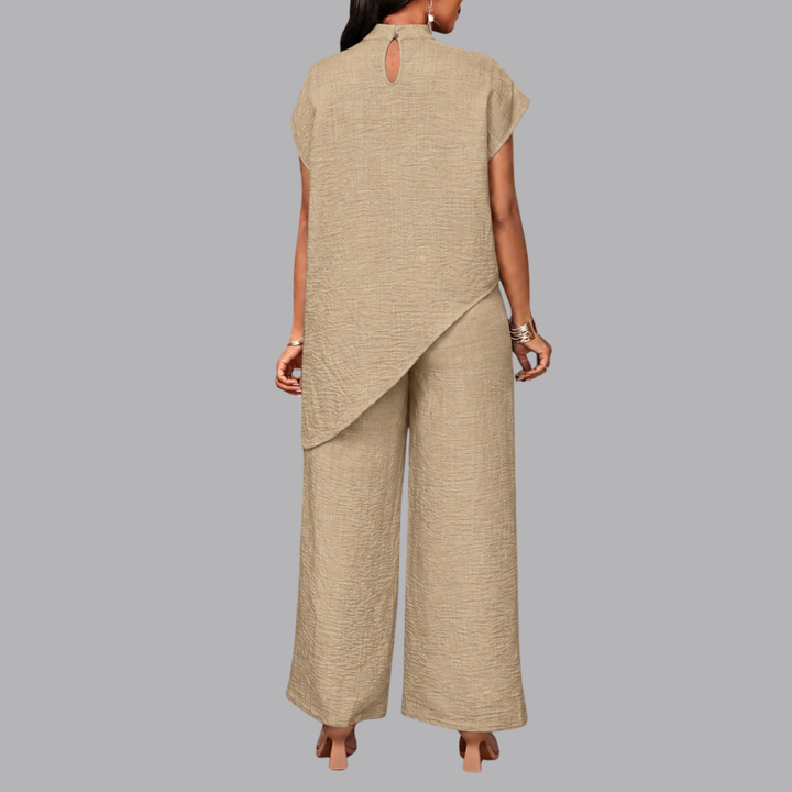 Women’s Co Ord Set Asymmetrical Top &amp; Wide Leg Pants