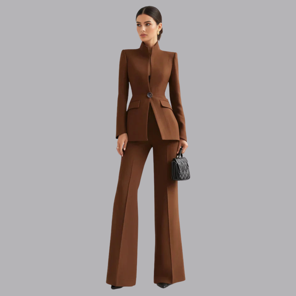 Women’s Tailored Blazer Wide Leg Trousers Two Piece Suit