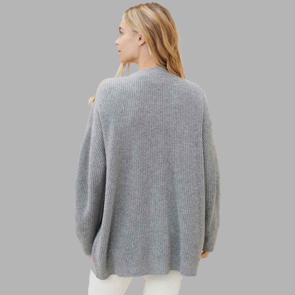 Women’s Ribbed Knit Button Front Cardigan Oversized V Neck