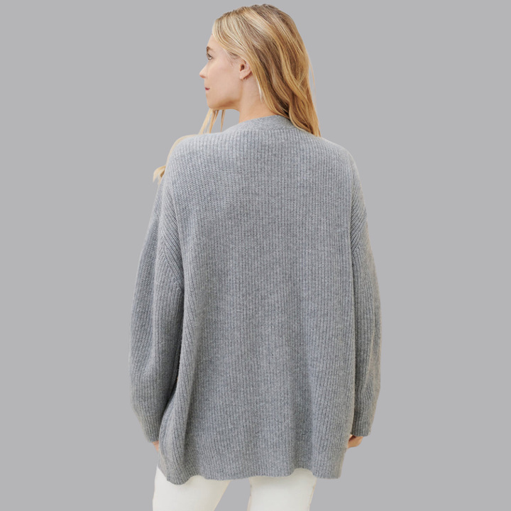 Women’s Ribbed Knit Button Front Cardigan Oversized V Neck