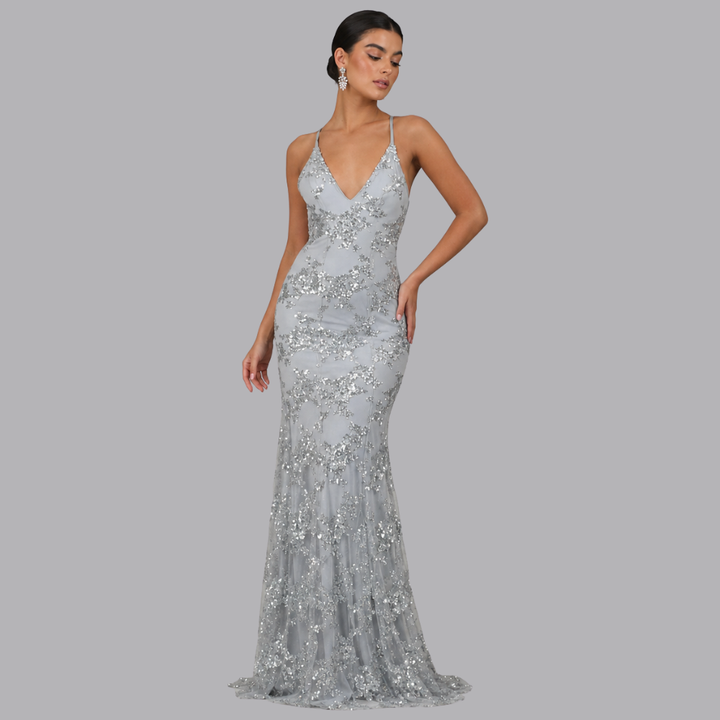 Women’s Sequin Mermaid Evening Dress Strappy Back