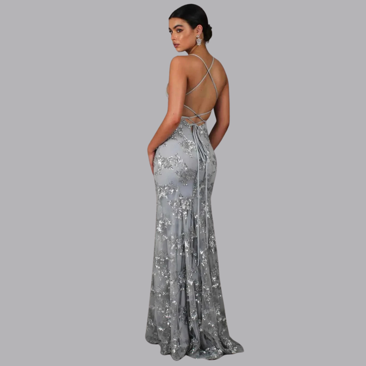Women’s Sequin Mermaid Evening Dress Strappy Back