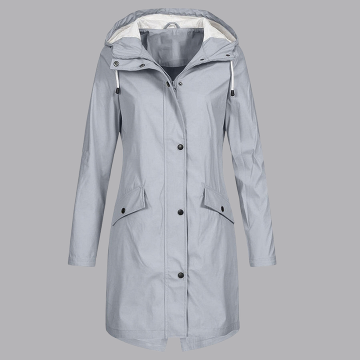 Women’s Hooded Raincoat Waterproof Button Front Jacket