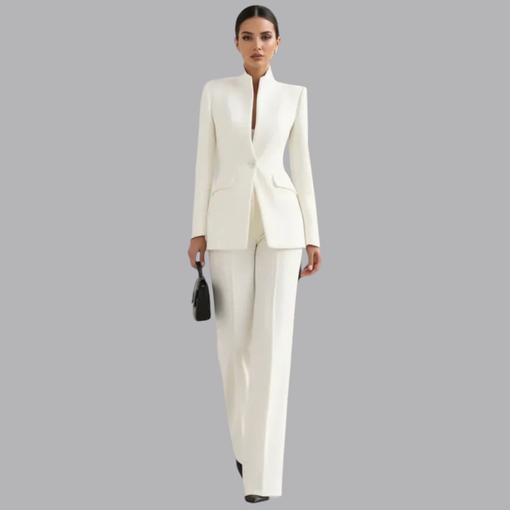 Women’s Tailored Blazer Wide Leg Trousers Two Piece Suit