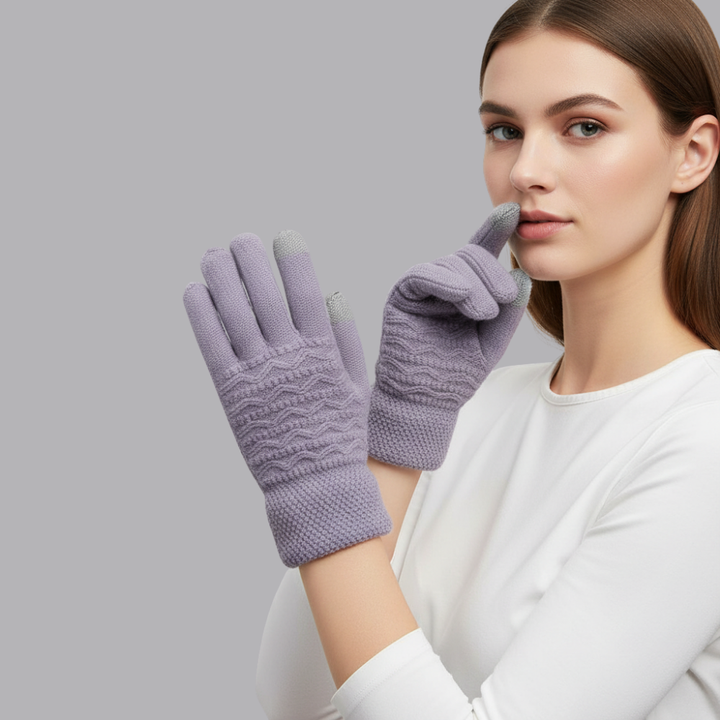 Women’s Thermal Knitted Gloves Touchscreen Fingertips