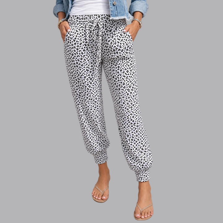 Women’s Leopard Print Jogger Trousers Elasticated Waist Pants