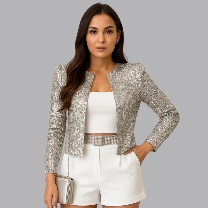 Women’s Sequin Jacket Open Front Long Sleeve Party Blazer