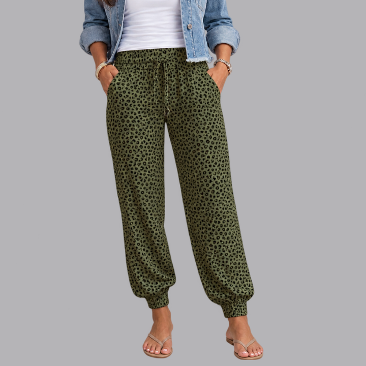 Women’s Leopard Print Jogger Trousers Elasticated Waist Pants
