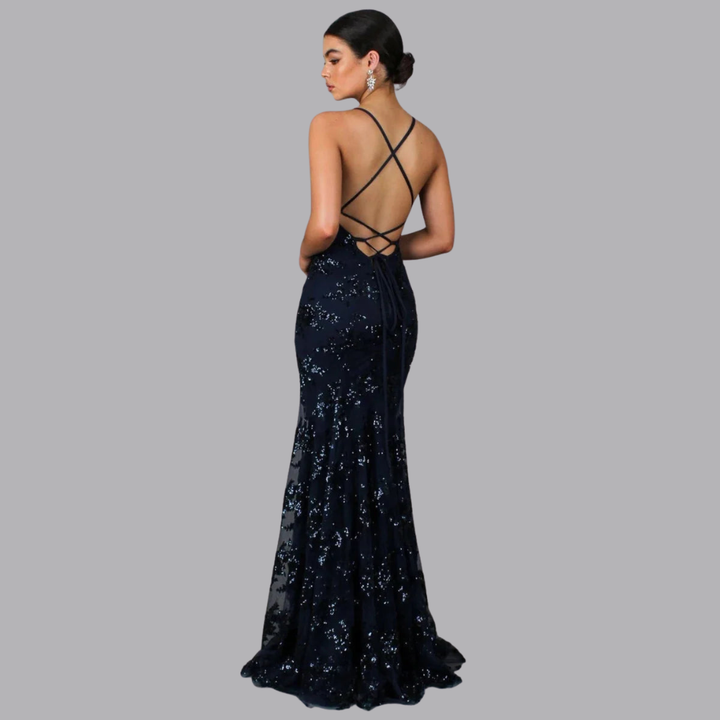 Women’s Sequin Mermaid Evening Dress Strappy Back