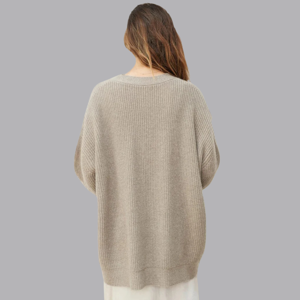 Women’s Ribbed Knit Button Front Cardigan Oversized V Neck