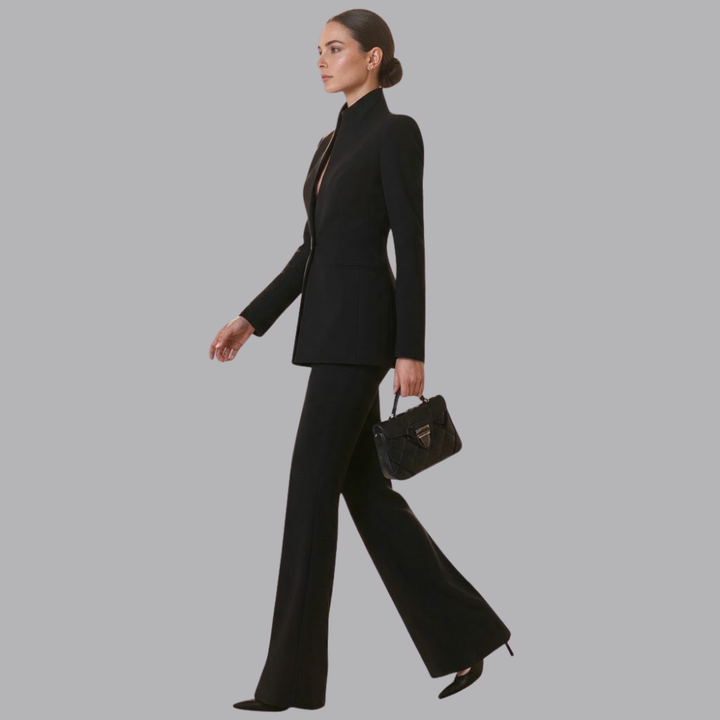 Women’s Tailored Blazer Wide Leg Trousers Two Piece Suit