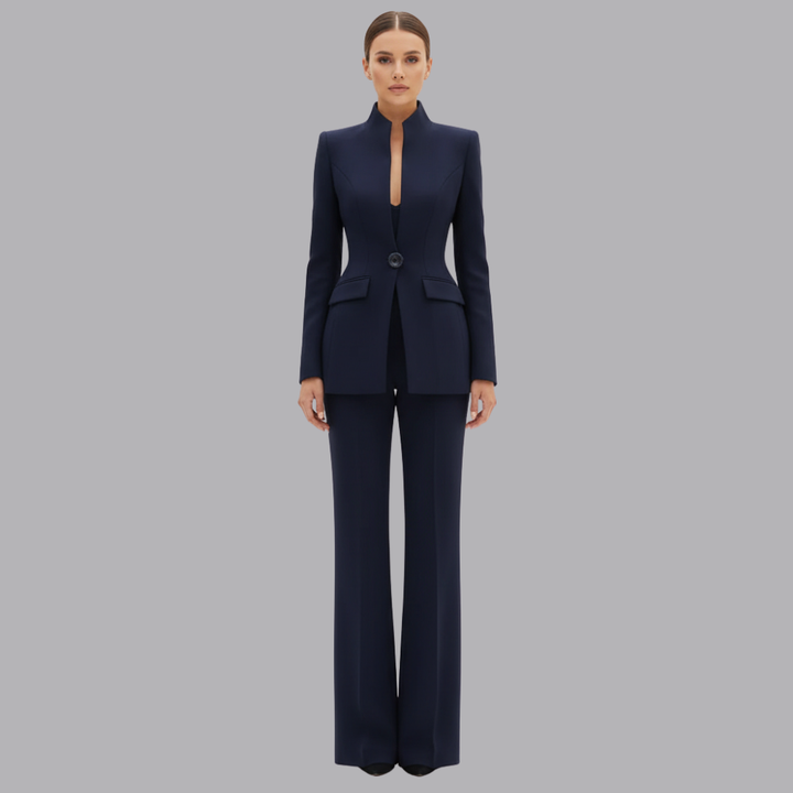 Women’s Tailored Blazer Wide Leg Trousers Two Piece Suit
