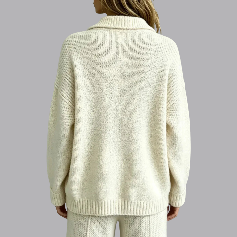 Women’s Knitted Polo Jumper Collared Neck Button Front Cardigan