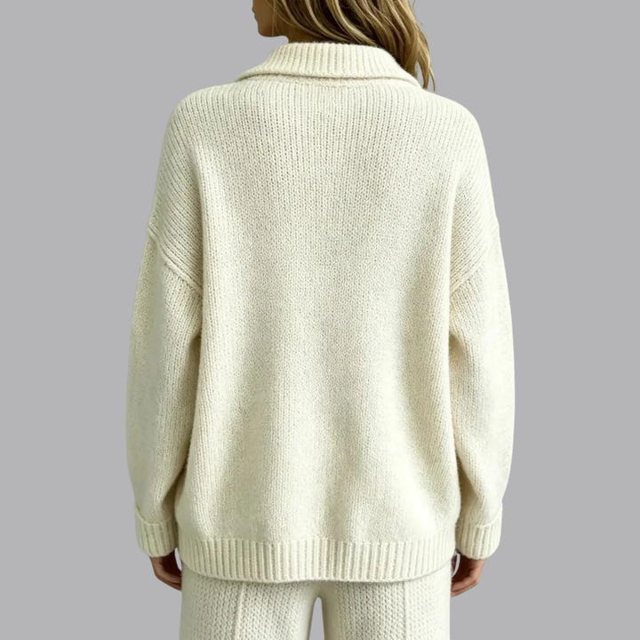 Women’s Knitted Polo Jumper Collared Neck Button Front Cardigan