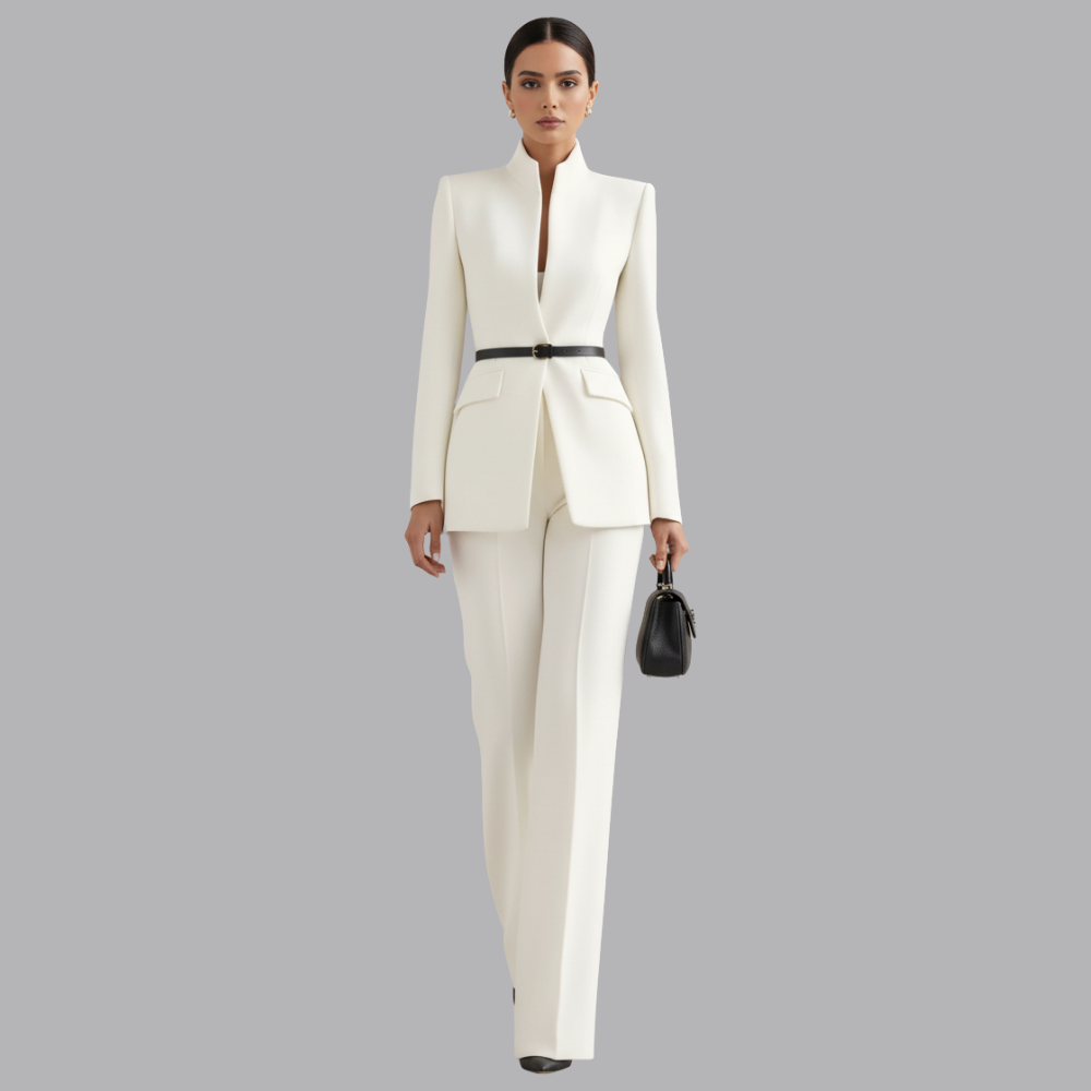 Women’s Tailored Blazer Wide Leg Trousers Two Piece Suit