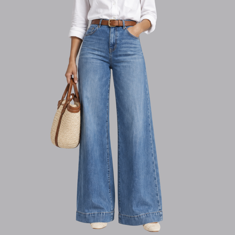 Women’s High Rise Wide Leg Jeans Full Length Denim Pants