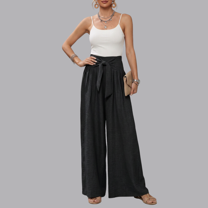 Women’s High Waisted Wide Leg Trousers Belted Palazzo Pants