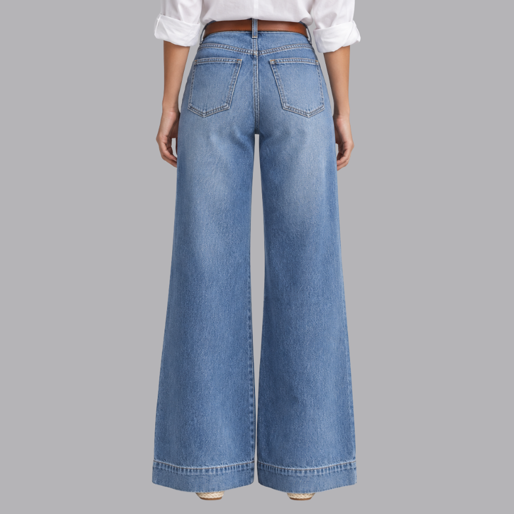 Women’s High Rise Wide Leg Jeans Full Length Denim Pants