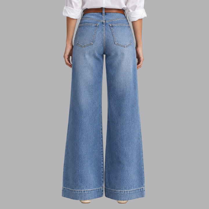 Women’s High Rise Wide Leg Jeans Full Length Denim Pants