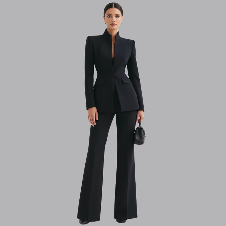Women’s Tailored Blazer Wide Leg Trousers Two Piece Suit