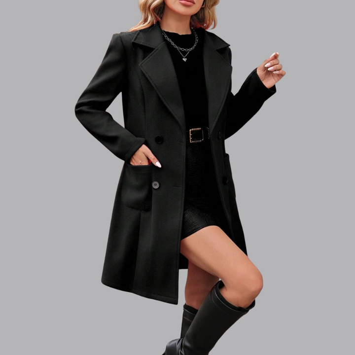 Women’s Longline Blazer Coat Notched Lapel Single Breasted