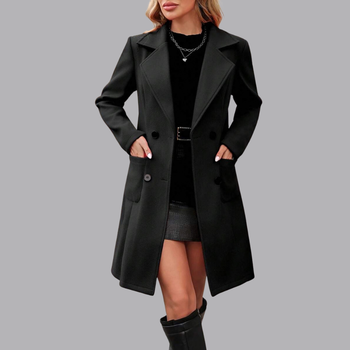 Women’s Longline Blazer Coat Notched Lapel Single Breasted