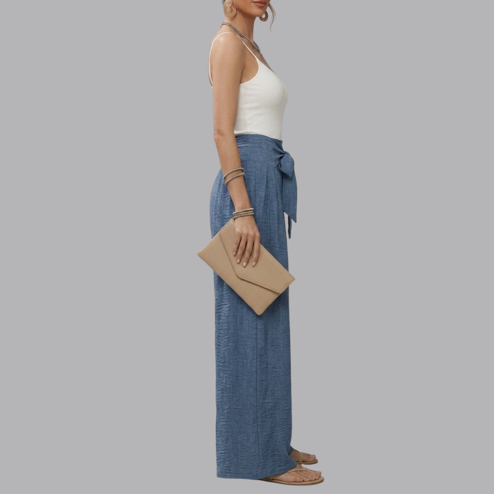 Women’s High Waisted Wide Leg Trousers Belted Palazzo Pants