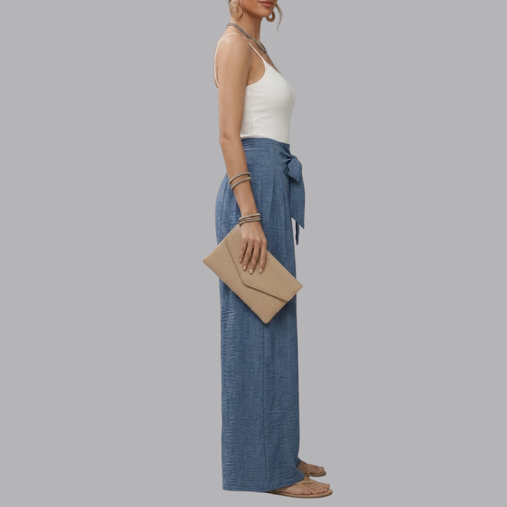 Women’s High Waisted Wide Leg Trousers Belted Palazzo Pants
