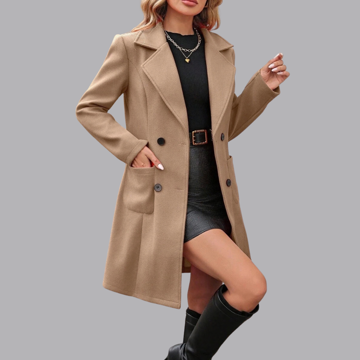 Women’s Longline Blazer Coat Notched Lapel Single Breasted