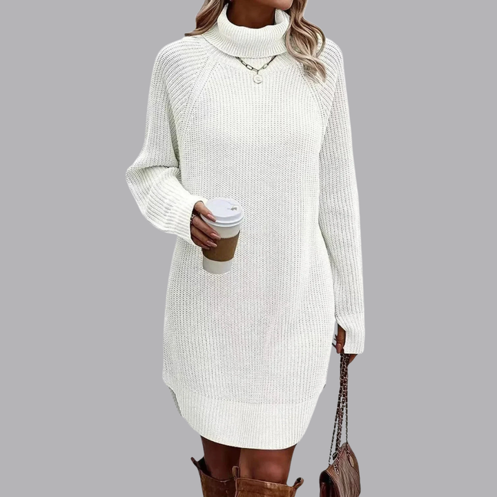 Women’s Knitted Jumper Dress Roll Neck Long Sleeve