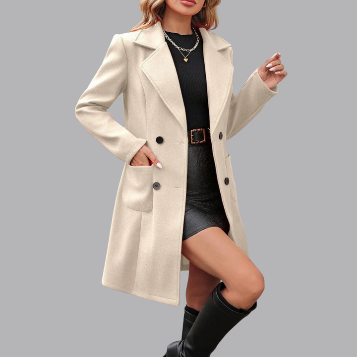 Women’s Longline Blazer Coat Notched Lapel Single Breasted
