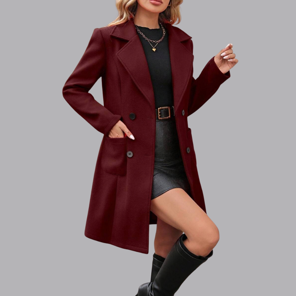 Women’s Longline Blazer Coat Notched Lapel Single Breasted