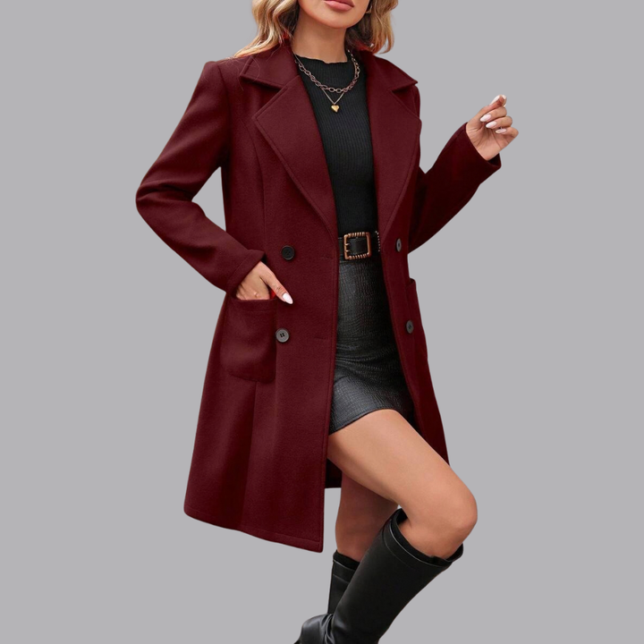 Women’s Longline Blazer Coat Notched Lapel Single Breasted