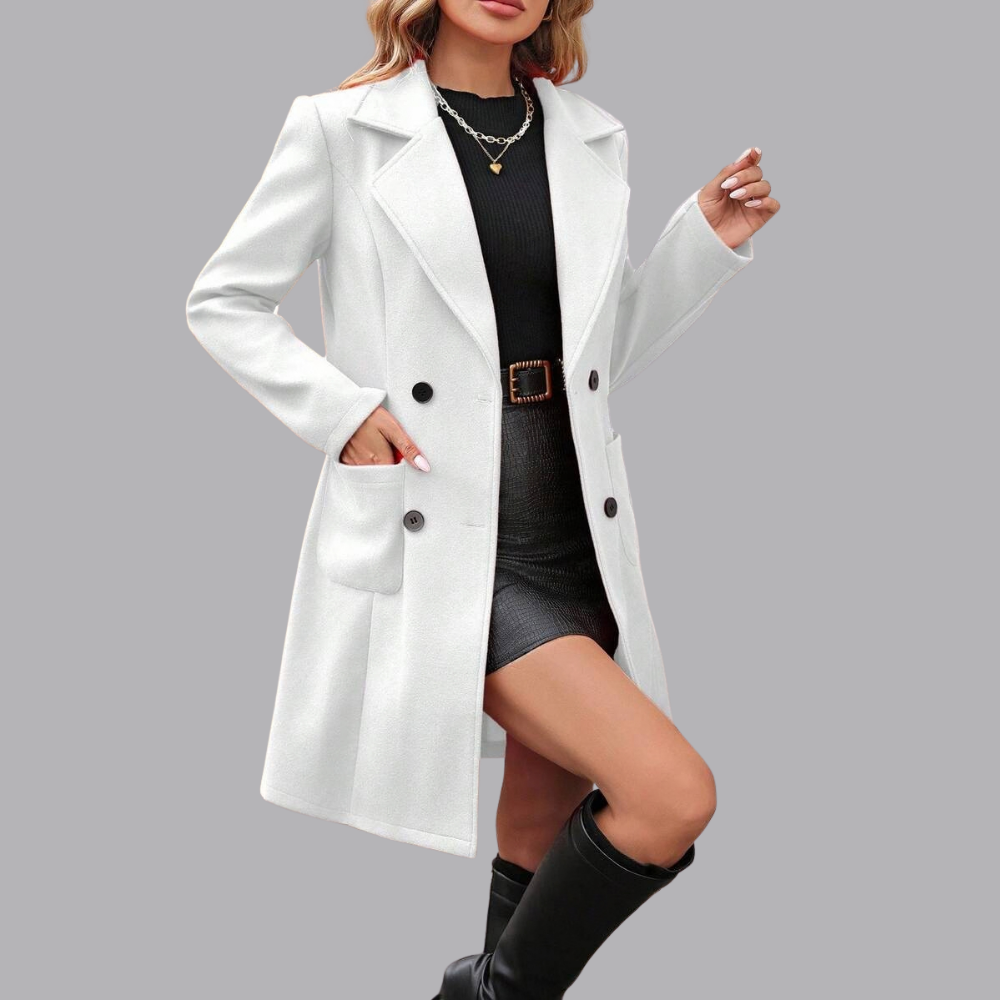 Women’s Longline Blazer Coat Notched Lapel Single Breasted