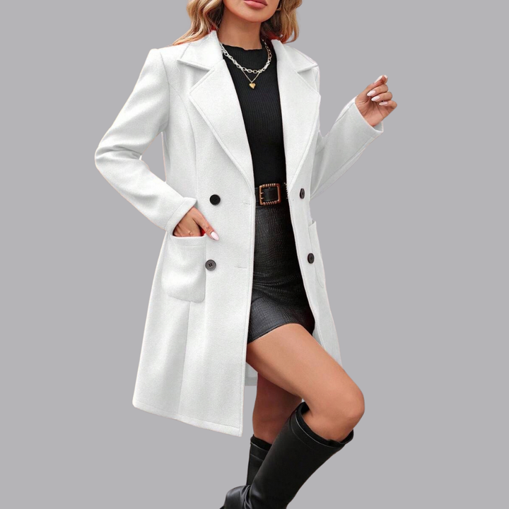 Women’s Longline Blazer Coat Notched Lapel Single Breasted