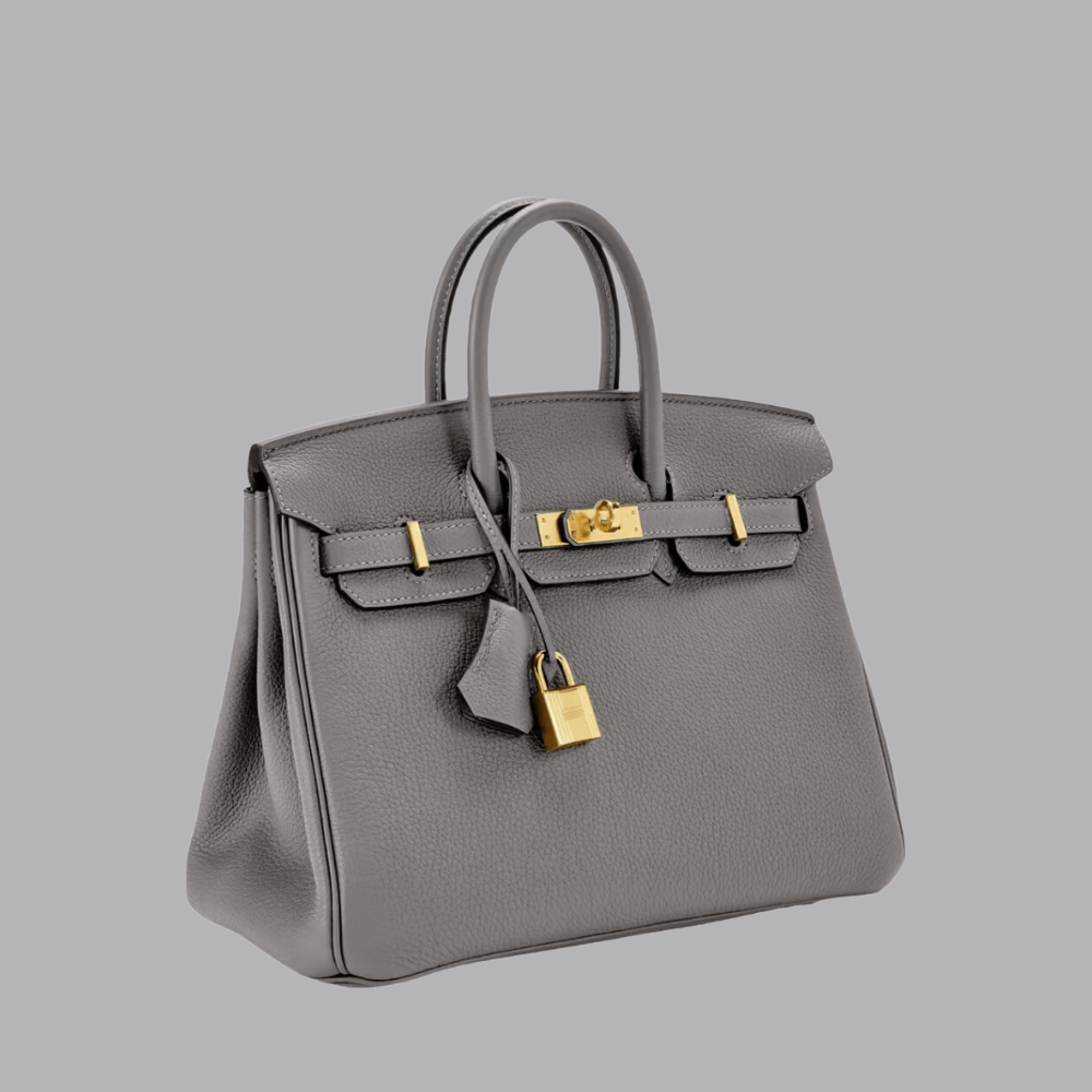 Women’s Structured Leather Tote Bag Gold Turn Lock Handbag