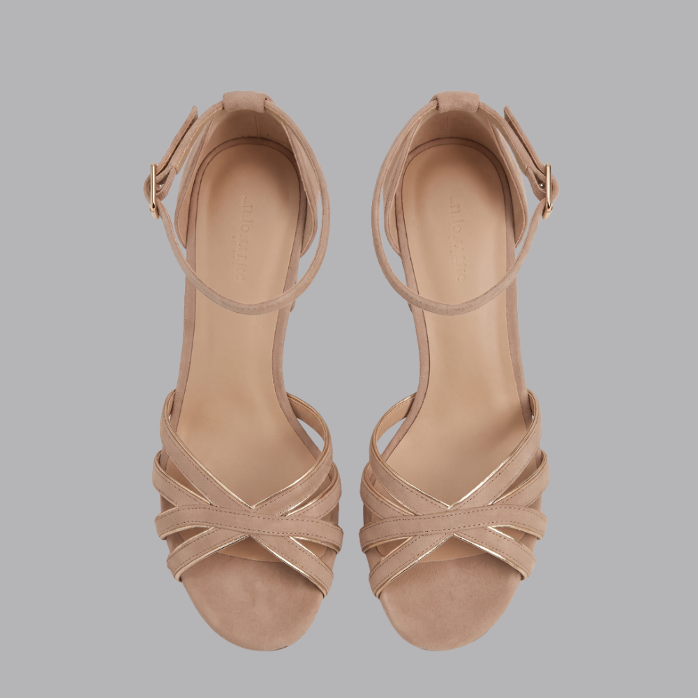 Women’s Nude Strappy Ankle Open Toe High Heel Sandals
