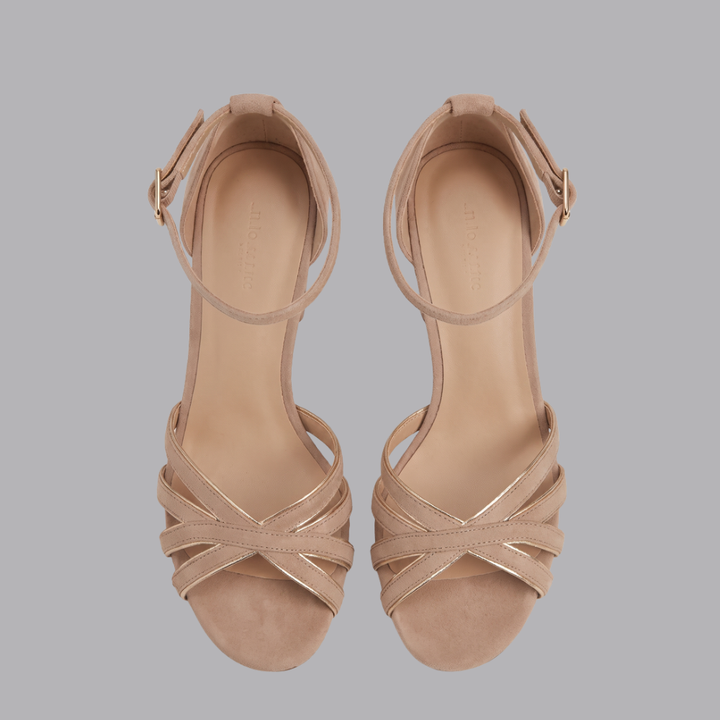 Women’s Nude Strappy Ankle Open Toe High Heel Sandals
