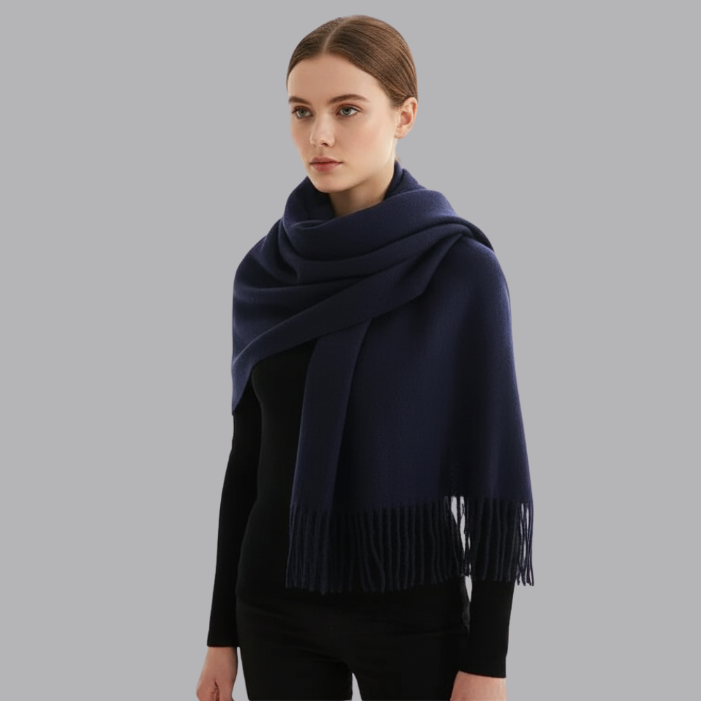 Women’s Plain Soft Cashmere Scarf Fringed Winter Wrap