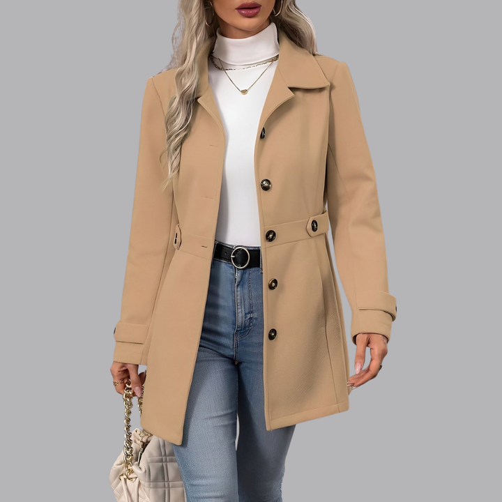 Women’s Double Breasted Trench Coat Notched Lapel Tailored Fit